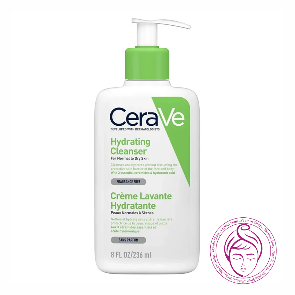 ژل شستشو صورت هیالورونیک‌ اسید فرانسوی پوست خشک سراوی CeraVe Hydrating Cleanser For Normal to Dry Skin