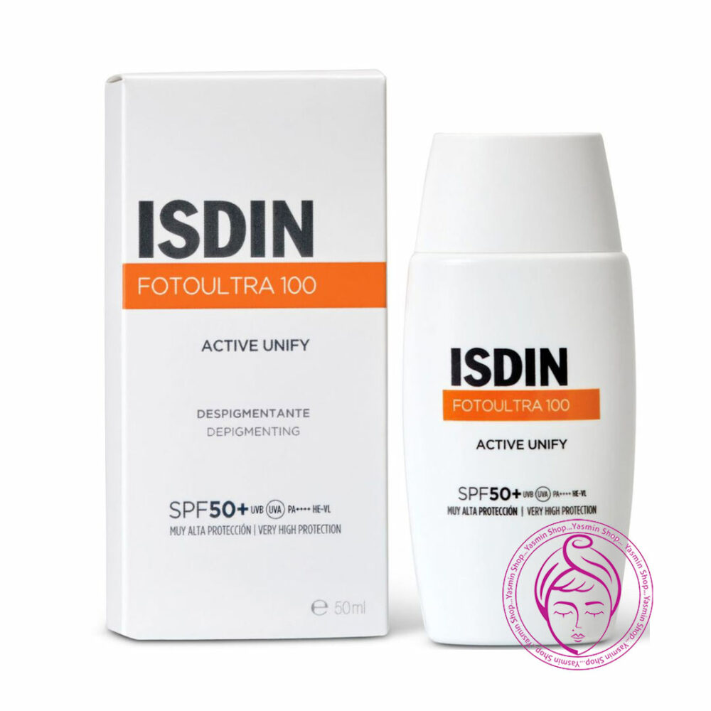 کرم ضد آفتاب و ضد لک بدون رنگ ایزدین مدل اکتیو یونیفای ISDIN Fotoultra 100 Active Unify COLOR SPF 50