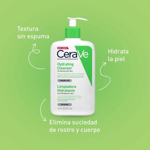 ژل شستشوی صورت آبرسان آمریکایی سراوی مخصوص پوست خشک CeraVe Hydrating Facial Cleanser For Normal To Dry Skin