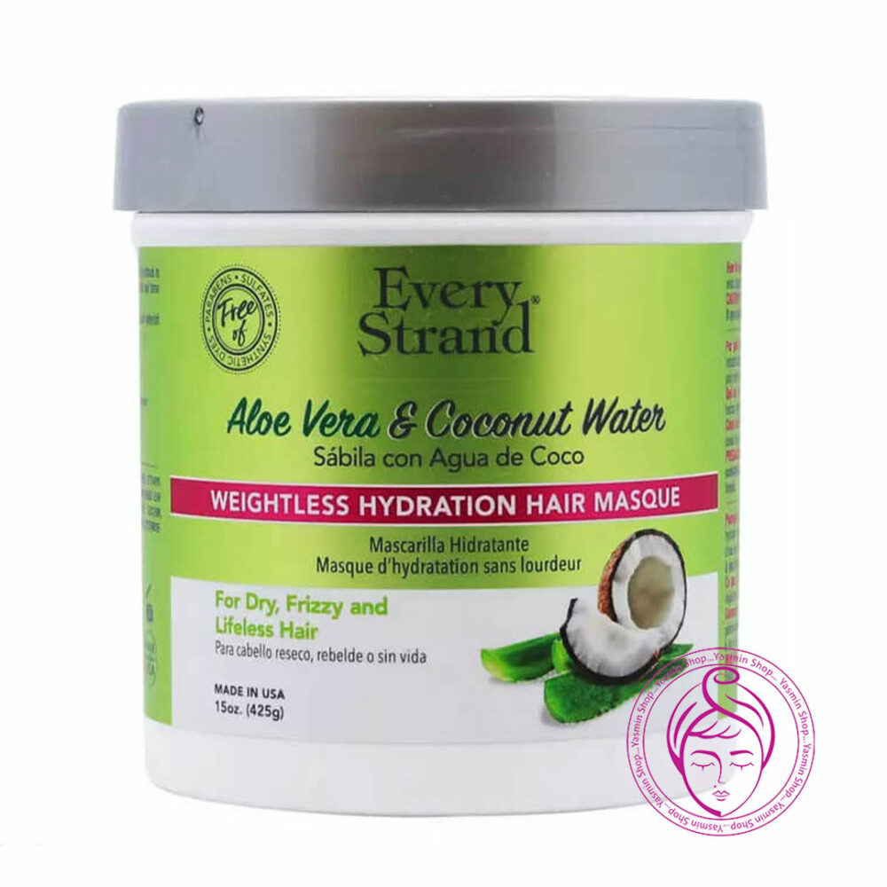 ماسک مو آبرسان بدون سولفات آلوئه ورا و آب نارگیل اوری استرند Every Strand Aloe Vera & Coconut Water Weightless Hydration Masque