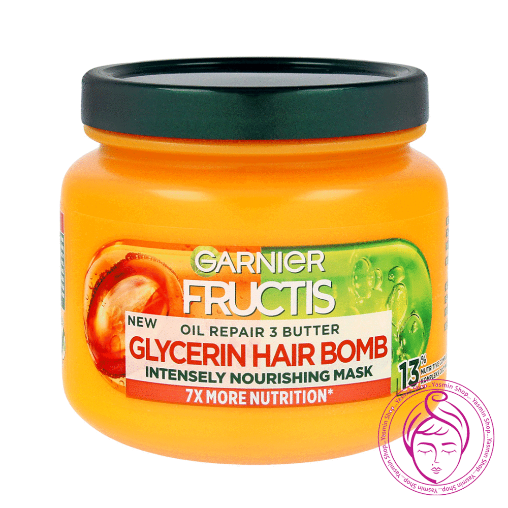 ماسک موی ترمیم کننده داخل حمام فروکتیس گارنیه-گارنیر Garnier Fructis Oil Repair 3 Butter Glycerin Hair Bomb Intensively Nourishing Mask