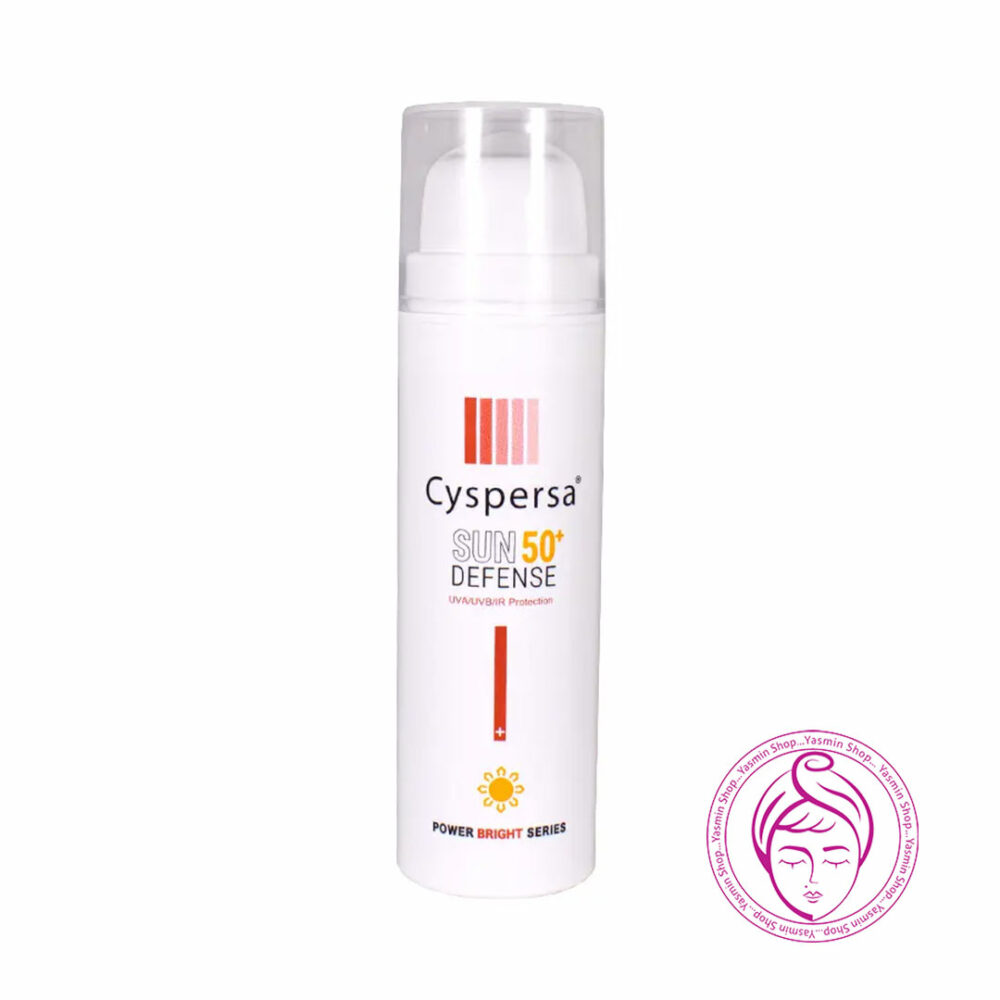 کرم ضد آفتاب بی رنگ فلوئیدی پاوربرایت SPF50 سیسپرسا Cyspersa Defense Fluid Sunscreen