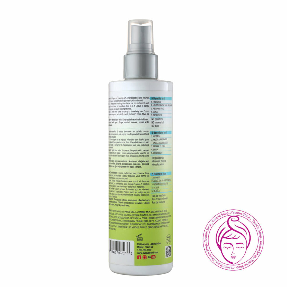 اسپری آبرسان و نرم کننده مو آلوئه ورا و آب نارگیل اوری استرند Every Strand Aloe Vera & Coconut Water Weightless Hydration 5-IN-1 Leave -In Spray - Image 2