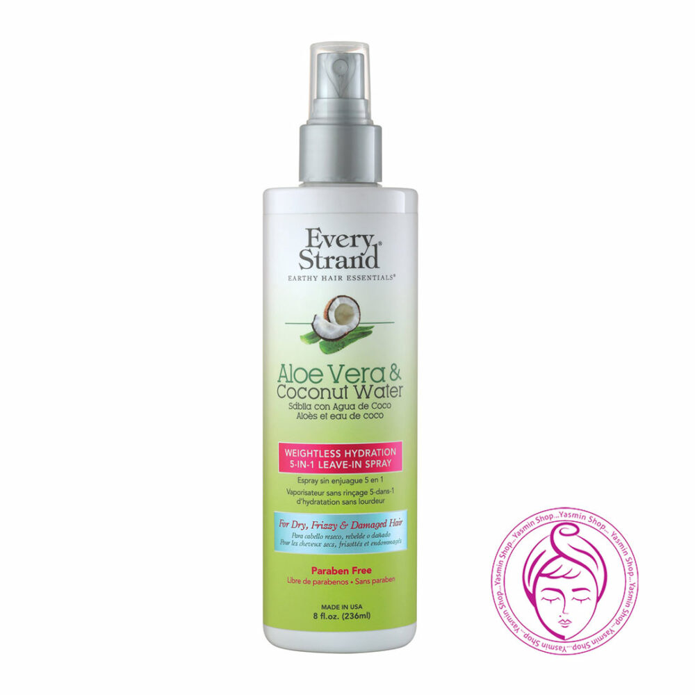 اسپری آبرسان و نرم کننده مو آلوئه ورا و آب نارگیل اوری استرند Every Strand Aloe Vera & Coconut Water Weightless Hydration 5-IN-1 Leave -In Spray