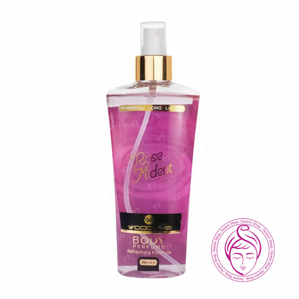 بادی اسپلش زنانه وود لایک مدل میدنایت رز woodlike rose mident body perfume refreshing formula