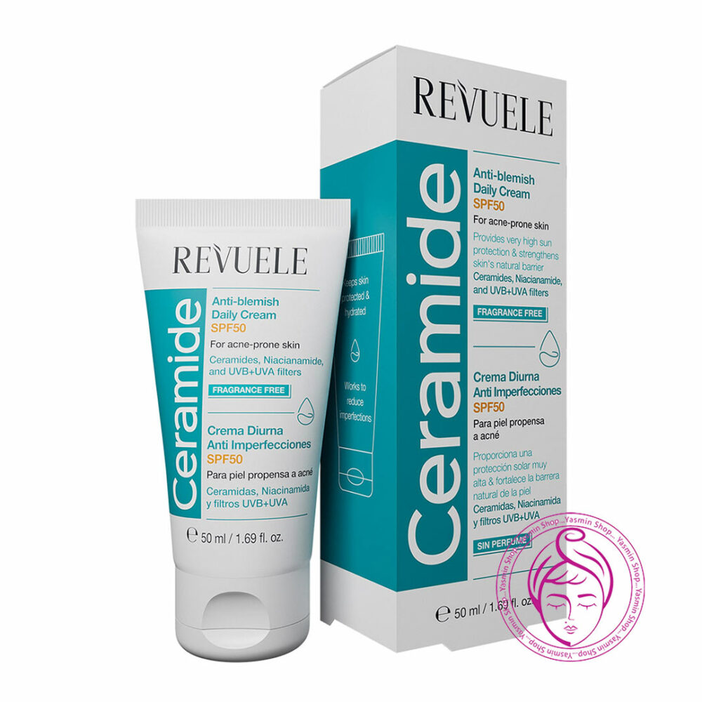 کرم روزانه ضد لک و محافظت‌ کننده ریوول Revuele Ceramide Anti Blemish Daily Cream SPF50