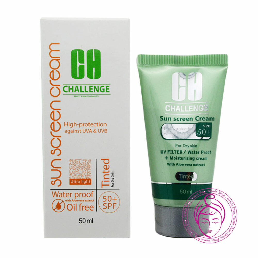 کرم ضد آفتاب رنگی چلنج مخصوص پوست های خشک Challenge Tinted Sun Screen Cream For Dry Skin With SPF50