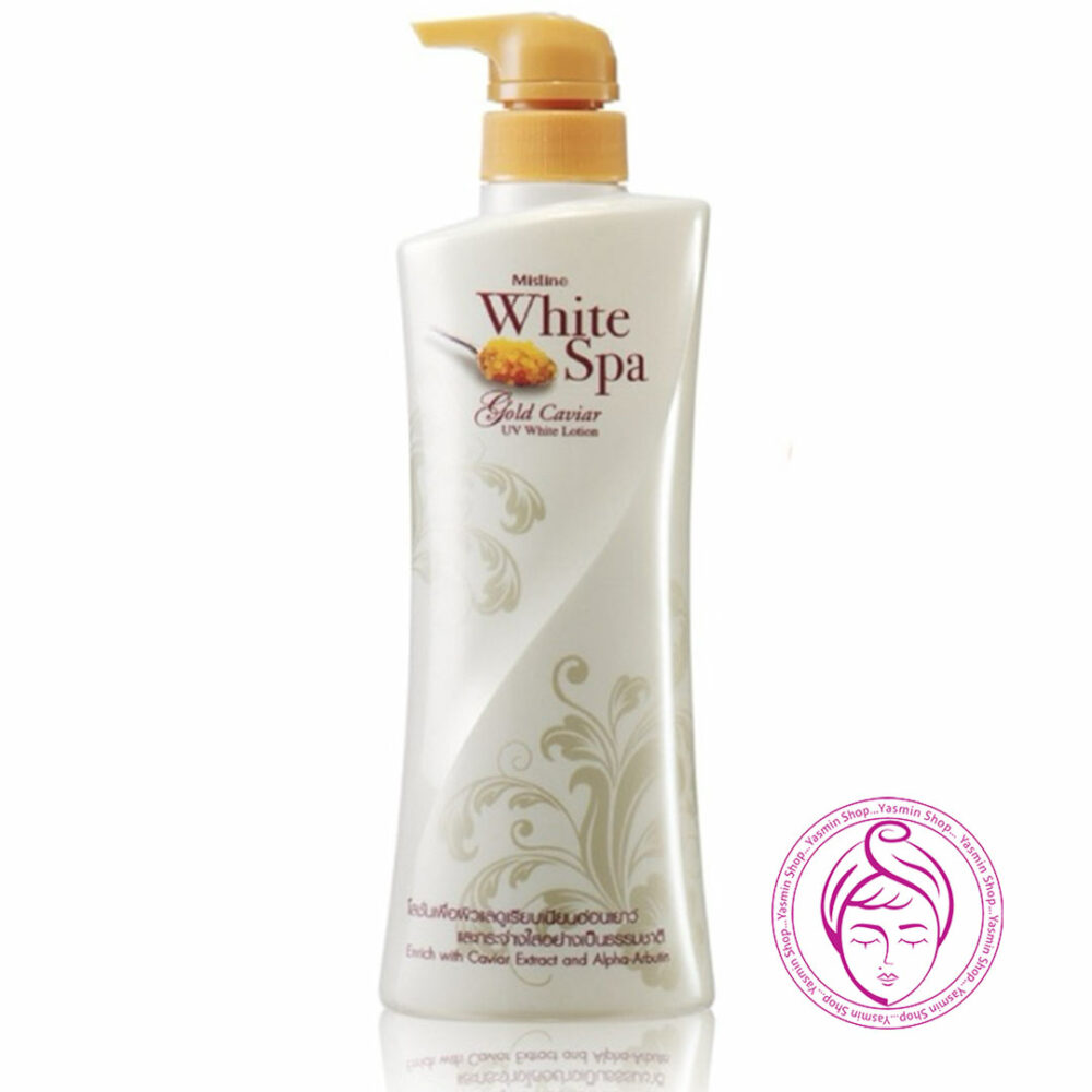 لوسیون بدن روشن کننده کلاژن خاویار میستین وایت اسپا Mistine White Spa Gold Caviar UV Whitening Lotion 400ml